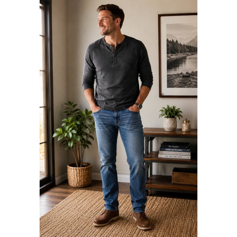 Artful Rebel Men's Jeans 34x32 Medium Wash Slim Straight Stretch Denim